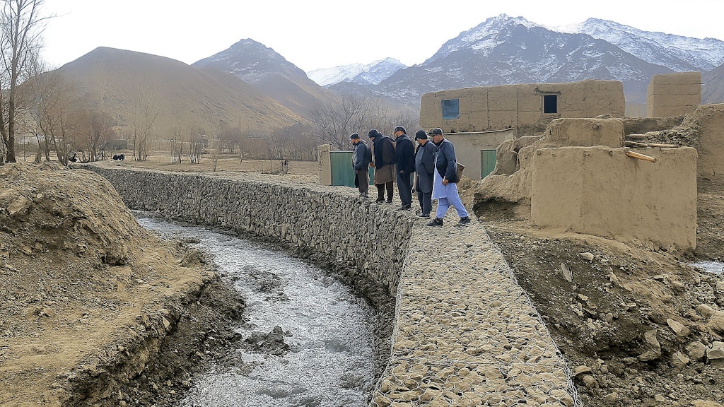 Gabion protection walls in Dahan Khakrez, Parwan province, Afghanistan