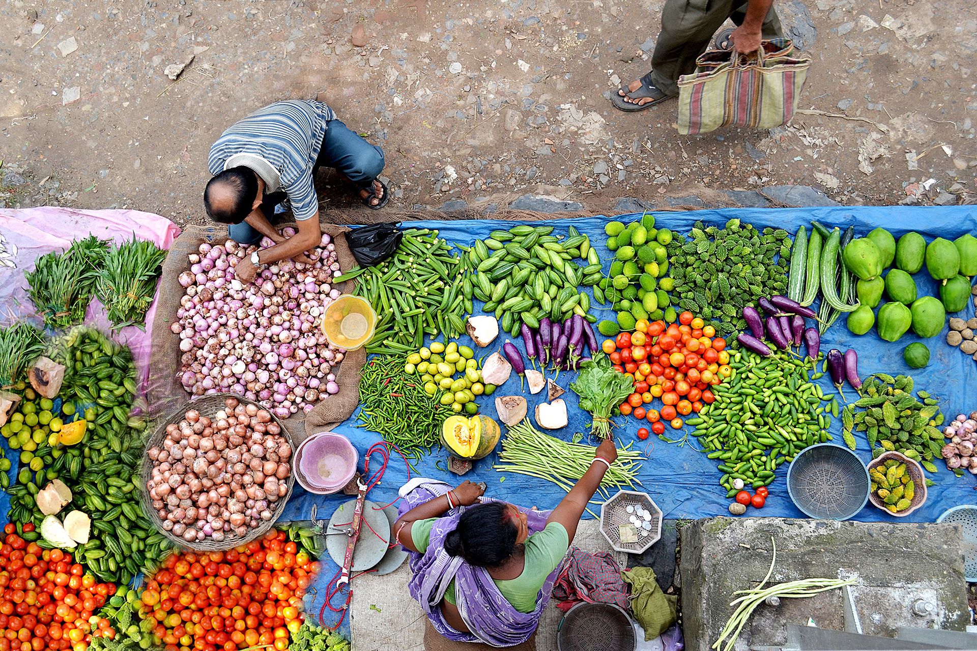 market with different colorful vegetable